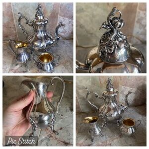 Reed & Barton Winthrop 1795 Sterling Teapot Creamer & Sugar Bowl (No Lid)